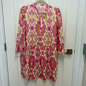 Jude Connally  NWT faith dress butterfly tile white/gold size L